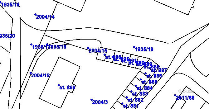 Parcela st. 896 v KÚ Rtyně v Podkrkonoší, Katastrální mapa