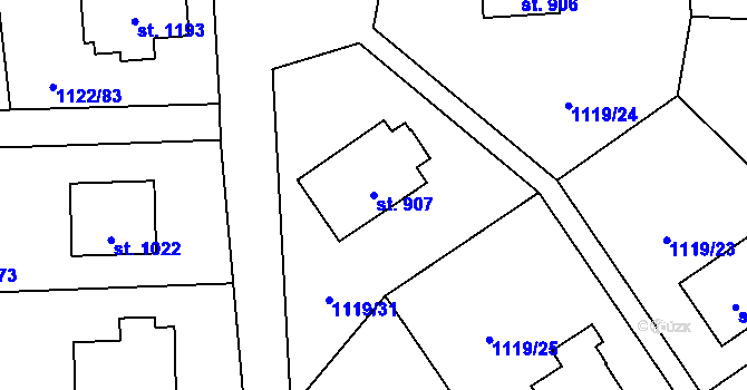 Parcela st. 907 v KÚ Rtyně v Podkrkonoší, Katastrální mapa