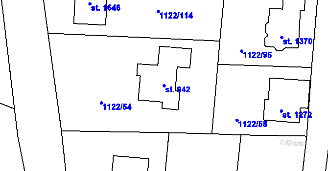 Parcela st. 942 v KÚ Rtyně v Podkrkonoší, Katastrální mapa