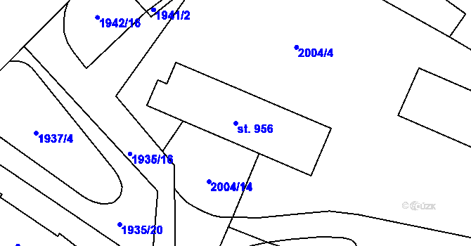 Parcela st. 956 v KÚ Rtyně v Podkrkonoší, Katastrální mapa