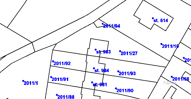 Parcela st. 983 v KÚ Rtyně v Podkrkonoší, Katastrální mapa