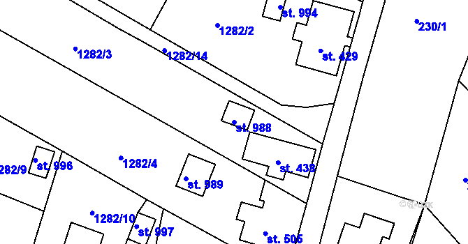 Parcela st. 988 v KÚ Rtyně v Podkrkonoší, Katastrální mapa