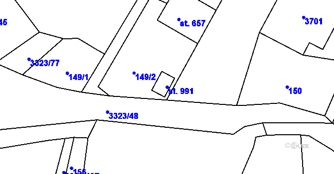 Parcela st. 991 v KÚ Rtyně v Podkrkonoší, Katastrální mapa