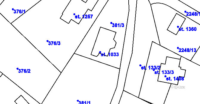 Parcela st. 1033 v KÚ Rtyně v Podkrkonoší, Katastrální mapa