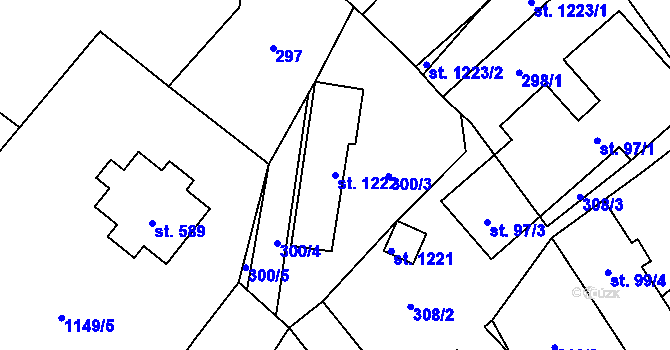 Parcela st. 1222 v KÚ Rtyně v Podkrkonoší, Katastrální mapa