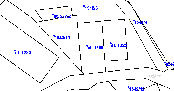 Parcela st. 1256 v KÚ Rtyně v Podkrkonoší, Katastrální mapa