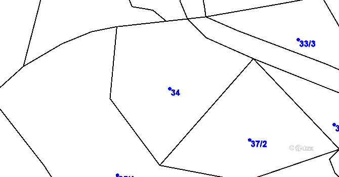Parcela st. 34 v KÚ Rtyně v Podkrkonoší, Katastrální mapa