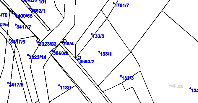 Parcela st. 133/1 v KÚ Rtyně v Podkrkonoší, Katastrální mapa