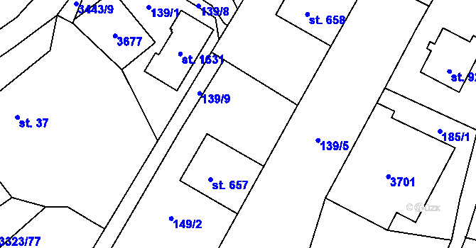 Parcela st. 139/3 v KÚ Rtyně v Podkrkonoší, Katastrální mapa