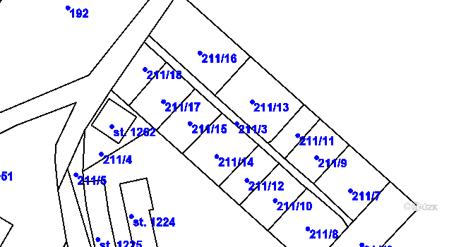Parcela st. 211/3 v KÚ Rtyně v Podkrkonoší, Katastrální mapa
