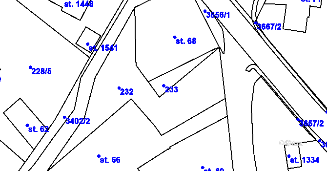 Parcela st. 233 v KÚ Rtyně v Podkrkonoší, Katastrální mapa