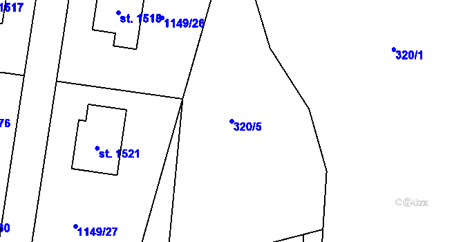 Parcela st. 320/5 v KÚ Rtyně v Podkrkonoší, Katastrální mapa