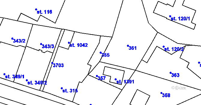 Parcela st. 355 v KÚ Rtyně v Podkrkonoší, Katastrální mapa