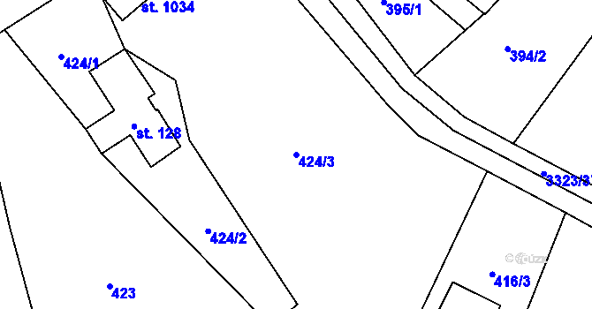 Parcela st. 424/3 v KÚ Rtyně v Podkrkonoší, Katastrální mapa