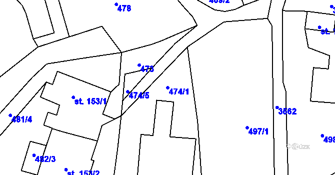 Parcela st. 474/1 v KÚ Rtyně v Podkrkonoší, Katastrální mapa