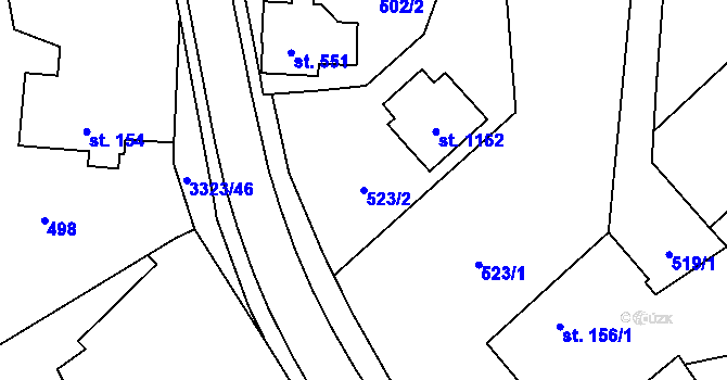 Parcela st. 523/2 v KÚ Rtyně v Podkrkonoší, Katastrální mapa