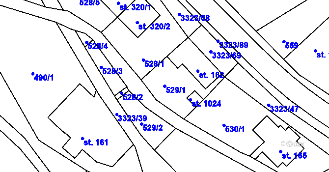 Parcela st. 529/1 v KÚ Rtyně v Podkrkonoší, Katastrální mapa