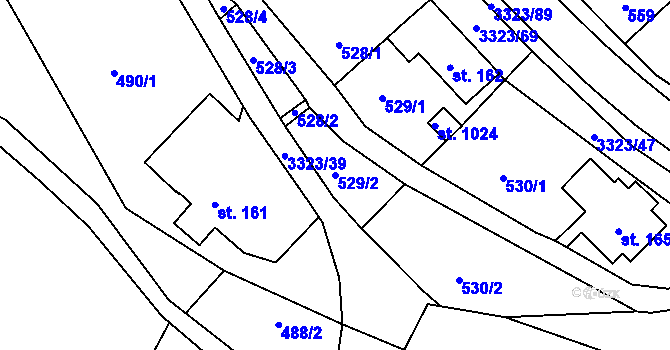 Parcela st. 529/2 v KÚ Rtyně v Podkrkonoší, Katastrální mapa