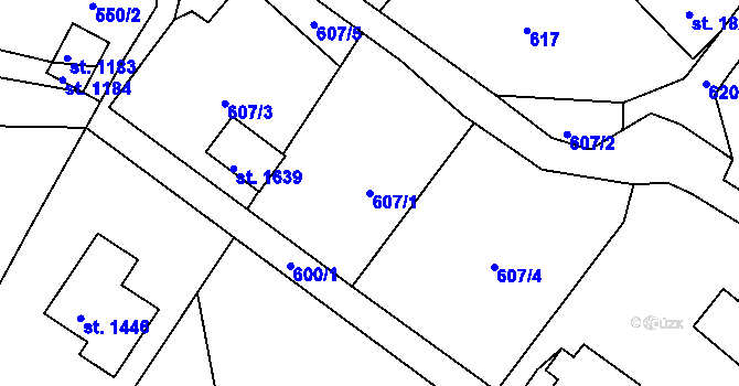 Parcela st. 607/1 v KÚ Rtyně v Podkrkonoší, Katastrální mapa