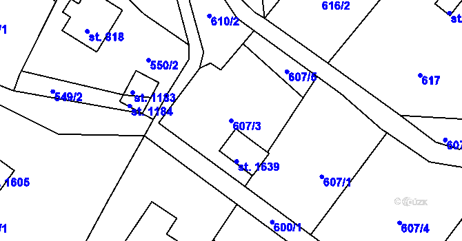 Parcela st. 607/3 v KÚ Rtyně v Podkrkonoší, Katastrální mapa