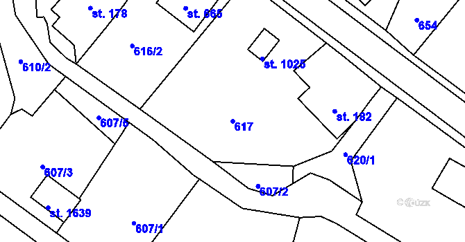Parcela st. 617 v KÚ Rtyně v Podkrkonoší, Katastrální mapa