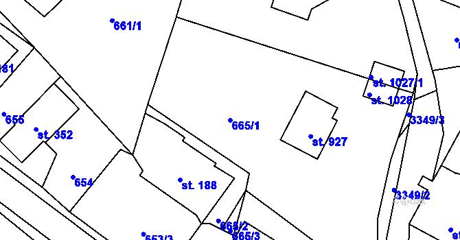 Parcela st. 665/1 v KÚ Rtyně v Podkrkonoší, Katastrální mapa