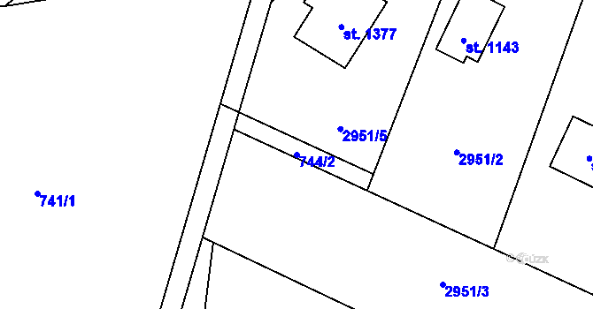 Parcela st. 744/2 v KÚ Rtyně v Podkrkonoší, Katastrální mapa