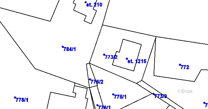 Parcela st. 773/2 v KÚ Rtyně v Podkrkonoší, Katastrální mapa