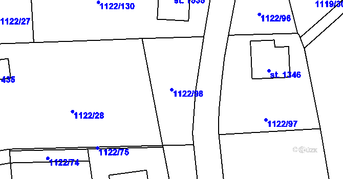 Parcela st. 1122/98 v KÚ Rtyně v Podkrkonoší, Katastrální mapa