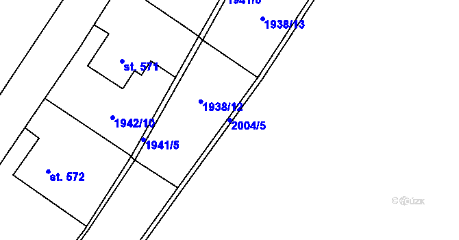 Parcela st. 2004/5 v KÚ Rtyně v Podkrkonoší, Katastrální mapa