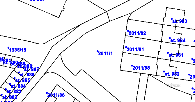 Parcela st. 2011/1 v KÚ Rtyně v Podkrkonoší, Katastrální mapa