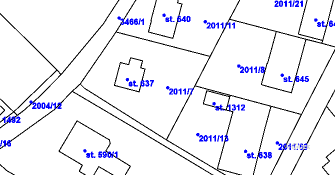 Parcela st. 2011/7 v KÚ Rtyně v Podkrkonoší, Katastrální mapa
