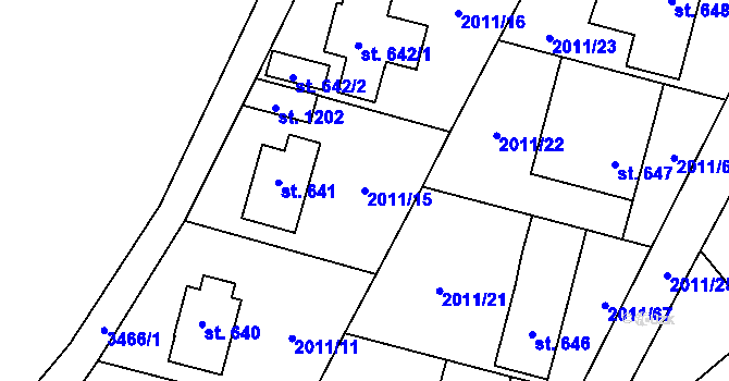 Parcela st. 2011/15 v KÚ Rtyně v Podkrkonoší, Katastrální mapa