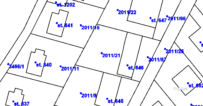 Parcela st. 2011/21 v KÚ Rtyně v Podkrkonoší, Katastrální mapa