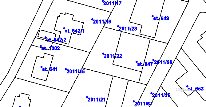 Parcela st. 2011/22 v KÚ Rtyně v Podkrkonoší, Katastrální mapa