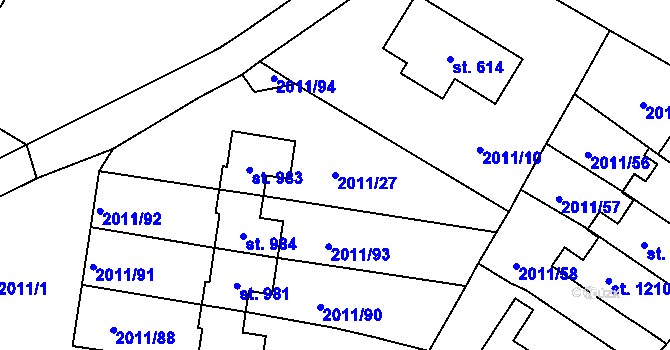 Parcela st. 2011/27 v KÚ Rtyně v Podkrkonoší, Katastrální mapa