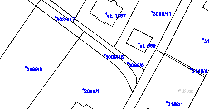 Parcela st. 3089/16 v KÚ Rtyně v Podkrkonoší, Katastrální mapa