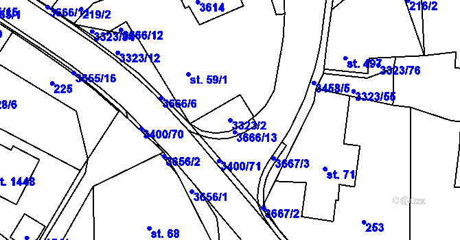 Parcela st. 3323/2 v KÚ Rtyně v Podkrkonoší, Katastrální mapa