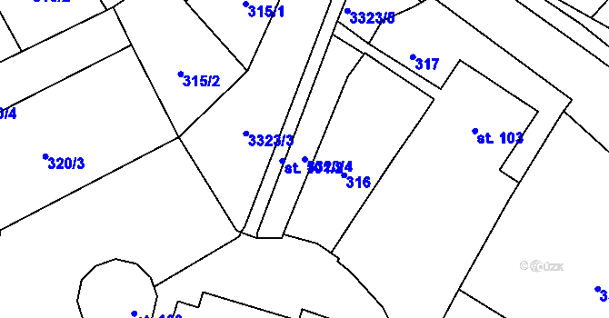 Parcela st. 3323/4 v KÚ Rtyně v Podkrkonoší, Katastrální mapa