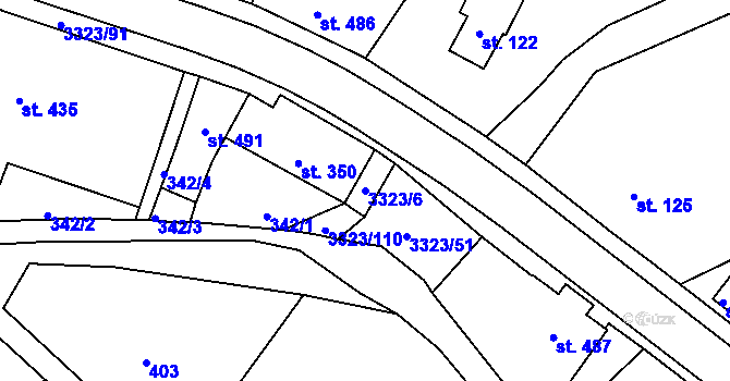 Parcela st. 3323/6 v KÚ Rtyně v Podkrkonoší, Katastrální mapa