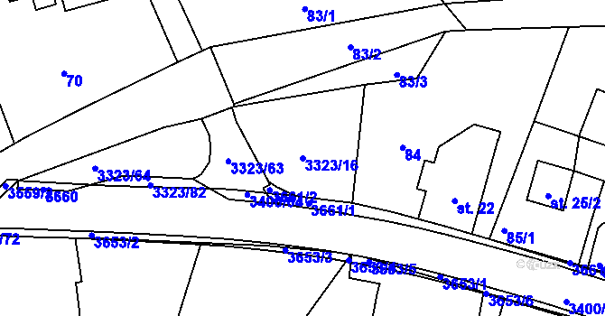 Parcela st. 3323/16 v KÚ Rtyně v Podkrkonoší, Katastrální mapa