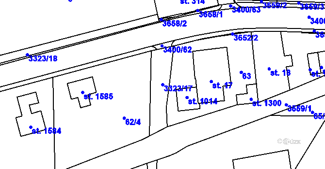 Parcela st. 3323/17 v KÚ Rtyně v Podkrkonoší, Katastrální mapa