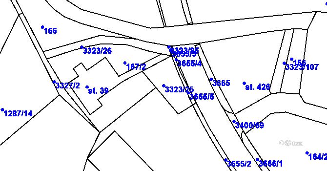 Parcela st. 3323/25 v KÚ Rtyně v Podkrkonoší, Katastrální mapa