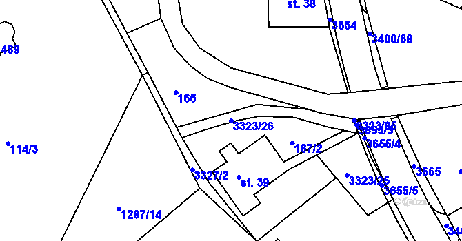 Parcela st. 3323/26 v KÚ Rtyně v Podkrkonoší, Katastrální mapa