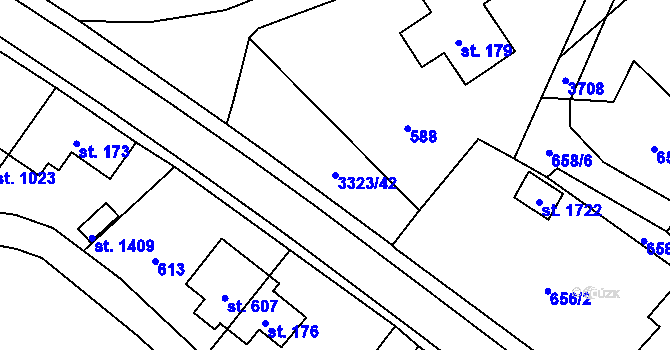 Parcela st. 3323/42 v KÚ Rtyně v Podkrkonoší, Katastrální mapa