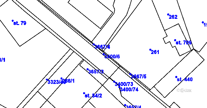 Parcela st. 3400/6 v KÚ Rtyně v Podkrkonoší, Katastrální mapa