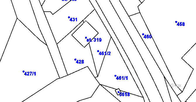 Parcela st. 461/2 v KÚ Rtyně v Podkrkonoší, Katastrální mapa