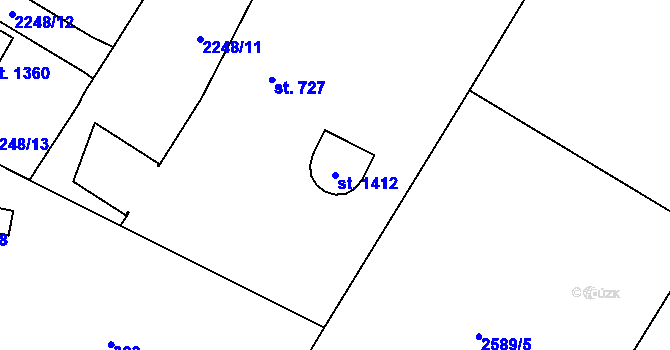 Parcela st. 1412 v KÚ Rtyně v Podkrkonoší, Katastrální mapa