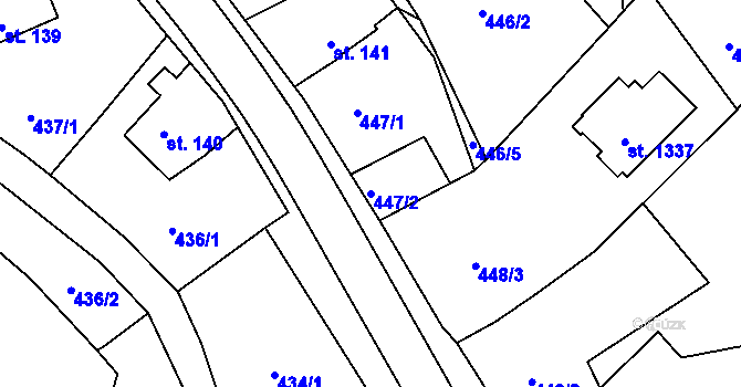 Parcela st. 447/2 v KÚ Rtyně v Podkrkonoší, Katastrální mapa