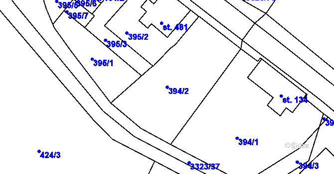 Parcela st. 394/2 v KÚ Rtyně v Podkrkonoší, Katastrální mapa